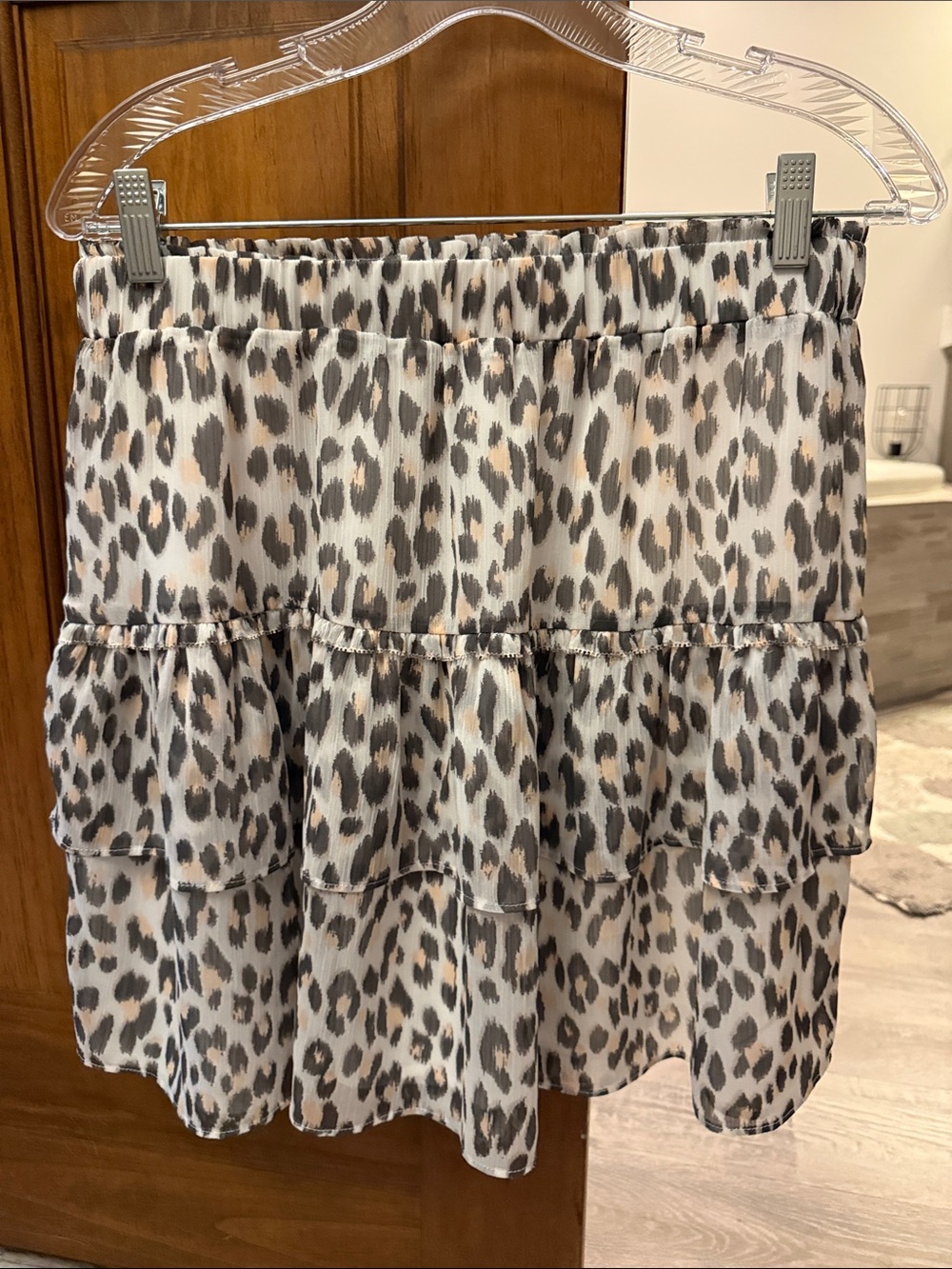 LOFT Leopard Print Tiered Mini Skirt - Black, Brown, Cream